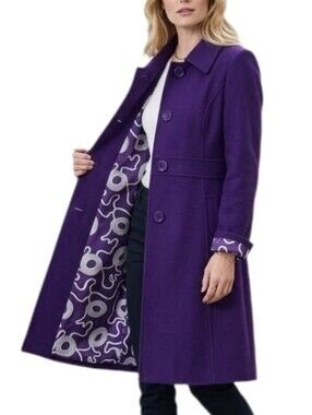 Criss Cross Coat Wool Blend Purple Size M